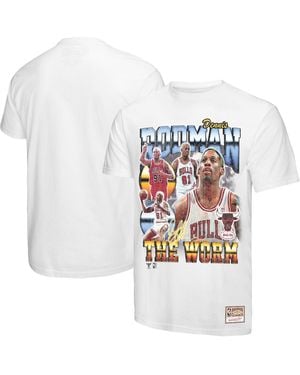 Mitchell & Ness Dennis Rodman Chicago Bulls Hardwood Classics Commemorative Player Collage T-shirt - White
