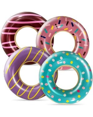 Gnuadz 4 Pack Donut Pool Floats Swim Rings Inflatable Tube - Pink