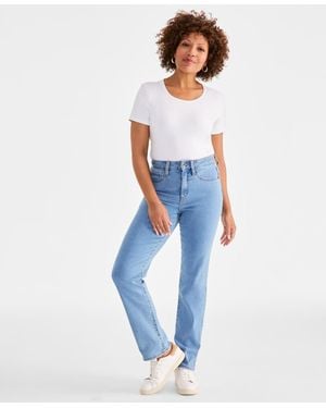 Style & Co. Petite High-rise Straight-leg Jeans - Blue