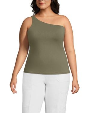 Lands' End Plus Size Slender One Shoulder Top - Green