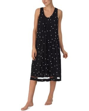 Ellen Tracy Printed Sleeveless Nightgown - Black