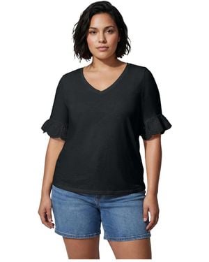 Avenue Eyelet Trim Top - Blue