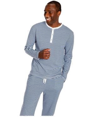 Sant And Abel Marina Jersey Long Knit Henley - Blue