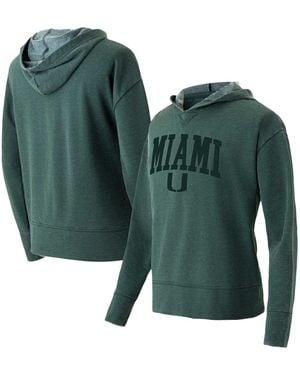 Concepts Sport Miami Hurricanes Volley Long Sleeve Hoodie Top - Green