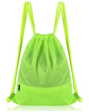 SUGIFT Drawstring Backpack String Bag Foldable Sports Sack - Green