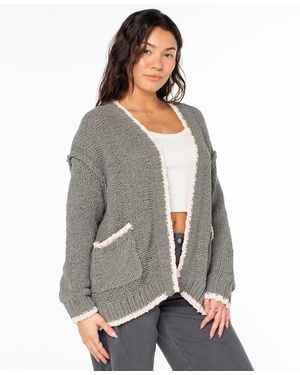 Roxy Cozy Cruiser Round Neck Cardigan - Gray