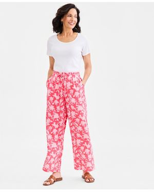 Style & Co. Cotton Gauze Straight-leg Pull-on Pants - Red