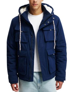 Cotton On Heavy Weight Utility Parka Jacket - Blue