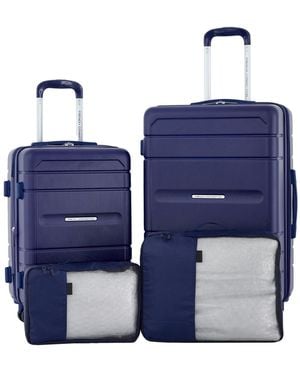French Connection Saint Martin 4 Piece Hardside luggage Set 4in1 Cup/usb/usb-c/phone Holder - Blue