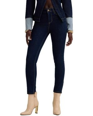 Guess Marilyn 3 Zip Anniversary Mid-rise Skinny Rhinestone Jeans - Blue