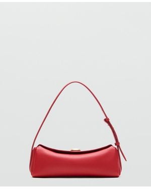 Mango Selection Metal Detail Leather Shoulder Bag - Red