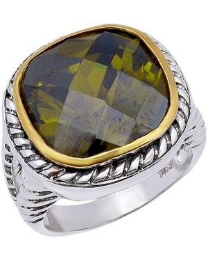 Macy's Cushion Cut Bezel Olivine Cubic Zirconia Oxidized Twist Statement Ring - Multicolor