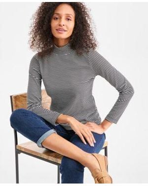 Style & Co. Style Co Printed Mock Neck Knit Top Macys Exclusive - Gray