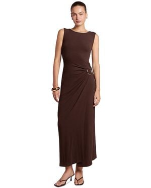 4th & Reckless Nia Ruched-waist Boat-neck Sleeveless Maxi Dress - Brown