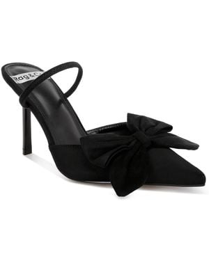 Rag & Co Sanlina Faux Suede Bow Accent Pointed-toe Sandals - Black