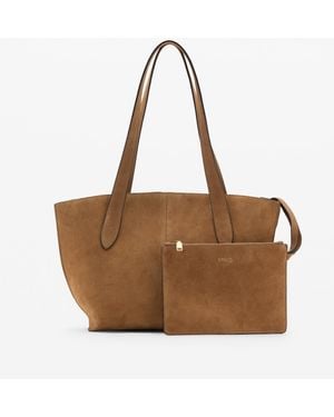 Mango Suede Mini Shopper Bag - Brown