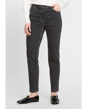 Olsen Mona Fit Slim Leg Leopard Print Pant - Gray