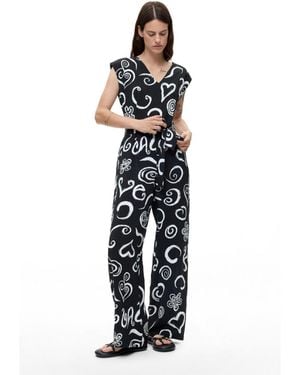 Desigual Printed Letter Jumpsuit - White