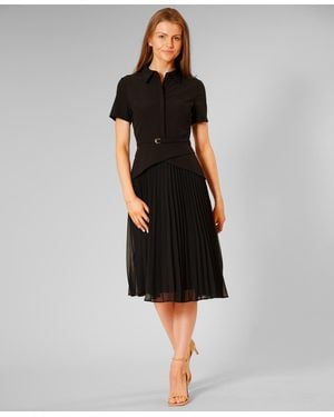 Julia Jordan Mixed-media Pleated Midi Dress - Black