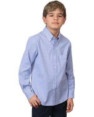 Tailorbyrd Big Boys Signature Gingham Long Sleeve Shirt - Blue