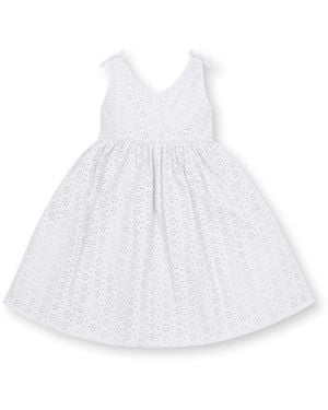 Hope & Henry Girls' Sleeveless Bow Shoulder Swing Dress - White