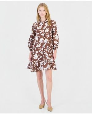 Charter Club 100% Linen Flounce Shirtdress - White
