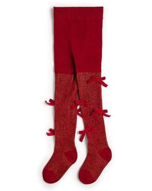 Sweet Wink Baby Girls' Velvet Bows Tights - Red
