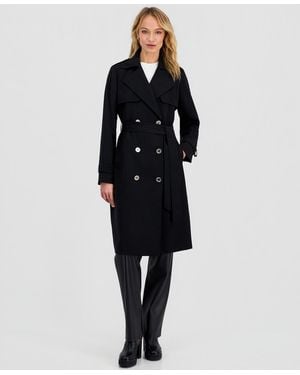 Michael Kors Michael Double-breasted Belted Crepe Trench Coat - Black