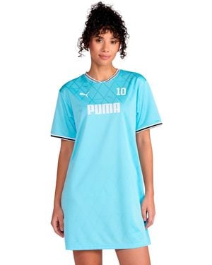 PUMA V-neck Relaxed Jersey Dress - Blue