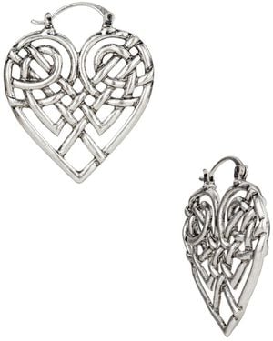 Patricia Nash Scandinavian Knot Collection Heart Hoop Earrings - Metallic