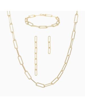 Bearfruit Jewelry Sterling Silver 18k Plated Amelia Chain Statement Bracelet - White