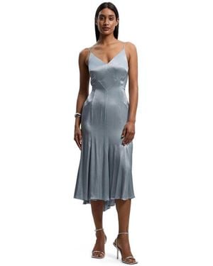 Karen Millen Satin Strappy Midi Dress - Blue