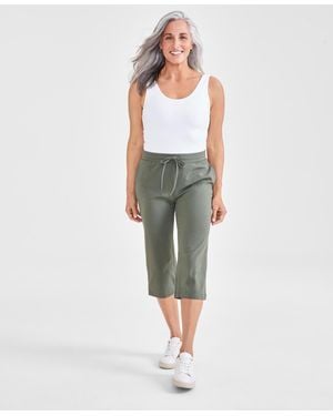 Style & Co. Petite Sold-knit Mid-rise Capri Pants - Natural