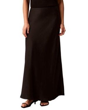 Calvin Klein Double Faced Satin Bias Cut Maxi Skirt - Black