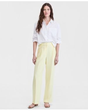 On 34th High-rise Polished Crepe Pleated Wide-leg Pants - Multicolor