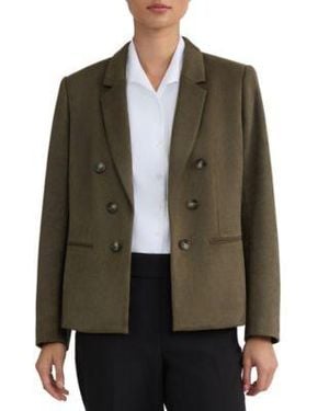 Jones New York Double Breasted Scuba Faux Suede Blazer - Green