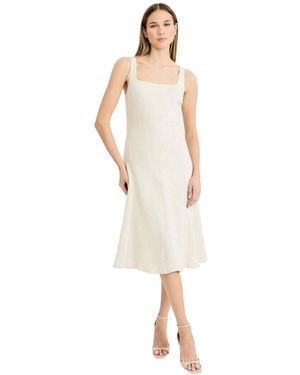 Luxely Sleeveless Square Neck Midi Dress - White