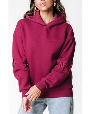 Colourful Rebel Stars Embro Clean Hoodie - Red