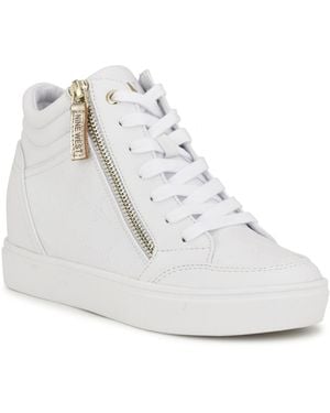 Nine West Tons High Top Hidden Wedge Sneakers - White