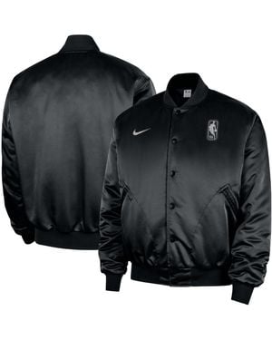 Nike Nba Authentic Lenticular Woven Satin Full-snap Therma-fit Jacket - Black