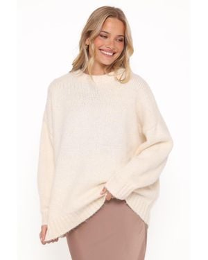 Petal & Pup Lloyd Long-sleeve Crewneck Oversized Knit Sweater - Natural