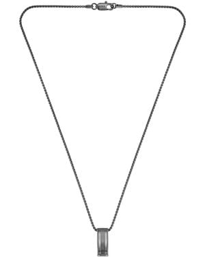 BOSS Men Brooks Ionic Plated Black Steel Necklace - Metallic