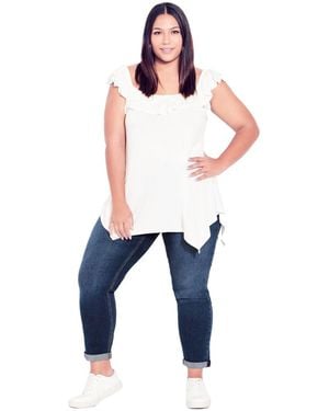 Avenue Plus Size Tall Denim Girlfriend Stretch Jean - Blue
