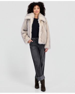 Sebby Faux-fur Collared Coat - White