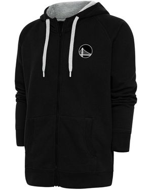 Antigua Black State Warriors Metallic Logo Victory Raglan Full-zip Hoodie