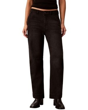 Calvin Klein Mid-rise Cropped Barrel Denim Jeans - Black