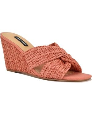 Nine West Nejia Woven Slip-on Wedge Sandals - Pink