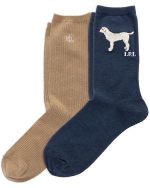 Ralph Lauren Vizsla Ribbed Crew Socks - Blue