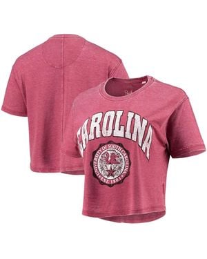 Pressbox South Carolina Gamecocks Edith Vintage-inspired Burnout Crop T-shirt - Pink