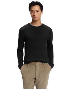 BOSS Boss By H-talley 10 Long-sleeve Waffle-knit Crewneck T-shirt - Black